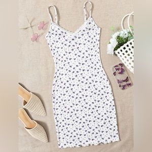 Lace Trim Ditsy Floral Dress
